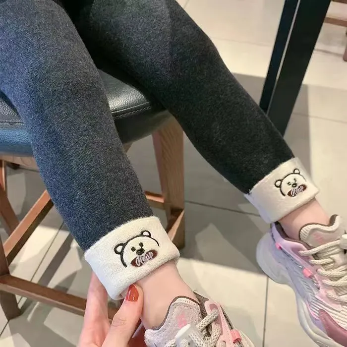 宝宝加绒加厚打底裤外穿洋气秋冬季女童一体绒裤子中小童保暖裤