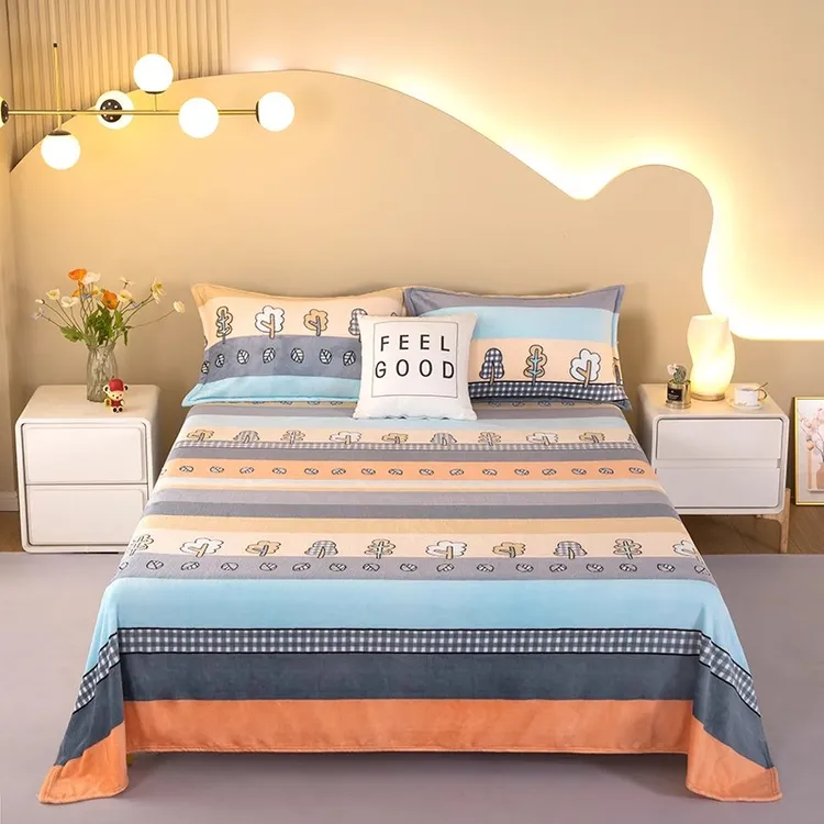 加厚牛奶绒床单单件加绒保暖冬季毛绒防滑法兰绒珊瑚绒宝宝绒被单