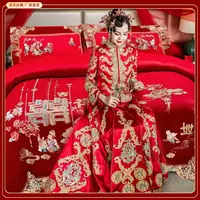 全棉婚庆四件套新婚纯棉100床单被套大红色结婚房床上用品大全