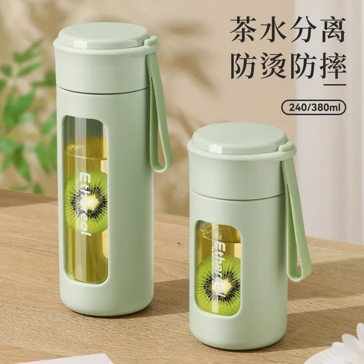 玻璃杯水杯女生高颜值防摔夏季家用办公大容量耐高温便携泡茶杯子