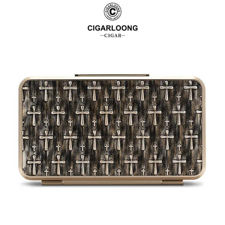 CIGARLOONG茄龙雪茄盒便携轻薄铝制3CM浮雕工艺保湿盒CLA-23CX