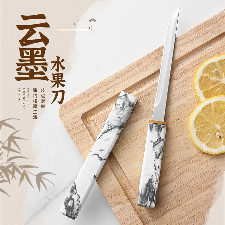 国潮风云墨简约小剑神镜面ABS手柄商用水果刀户外露营剥皮