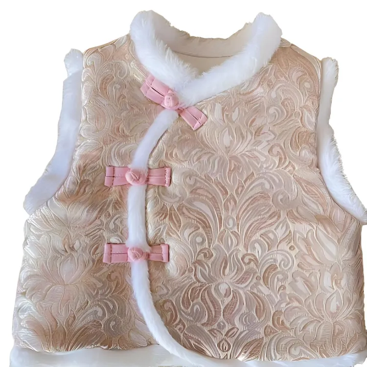 宝宝中国风马甲新款唐装棉花加厚保暖拜年秋冬季国风宝宝生日礼服