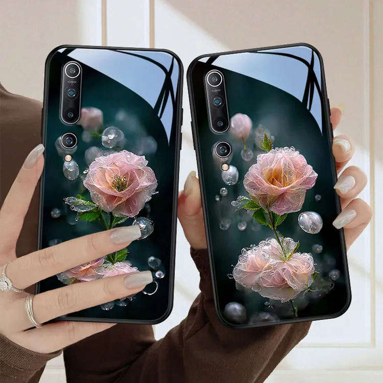 水润花适用小米10手机壳10pro超薄10s保护套高级感10青春版玻璃壳
