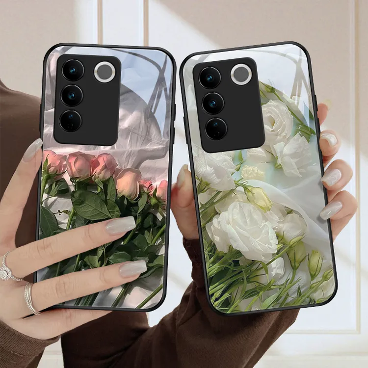 恬静花适用vivos16手机壳VIVOS16e玻璃壳s16pro全包硅胶防摔小众