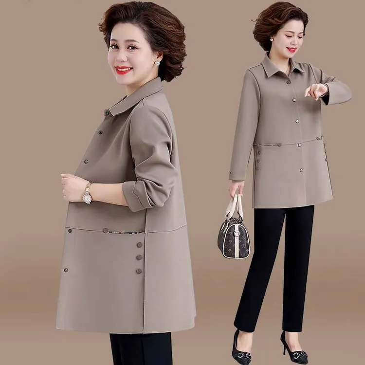妈妈秋装2025新款外套洋气气质女士春秋季风衣中长款中老年上衣女