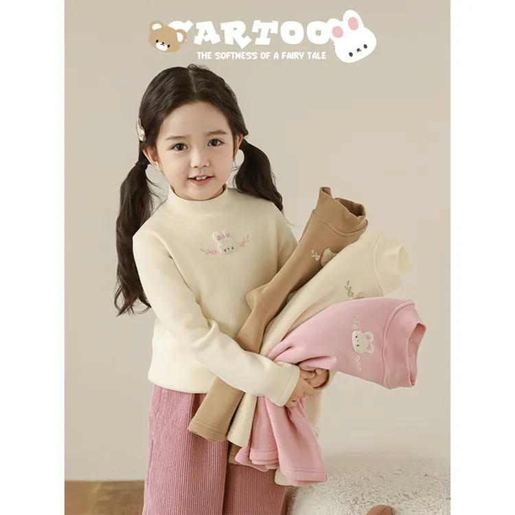 幼悠女童冬装加绒加厚半高领打底衫女宝宝衣服儿童潮牌服装D4003