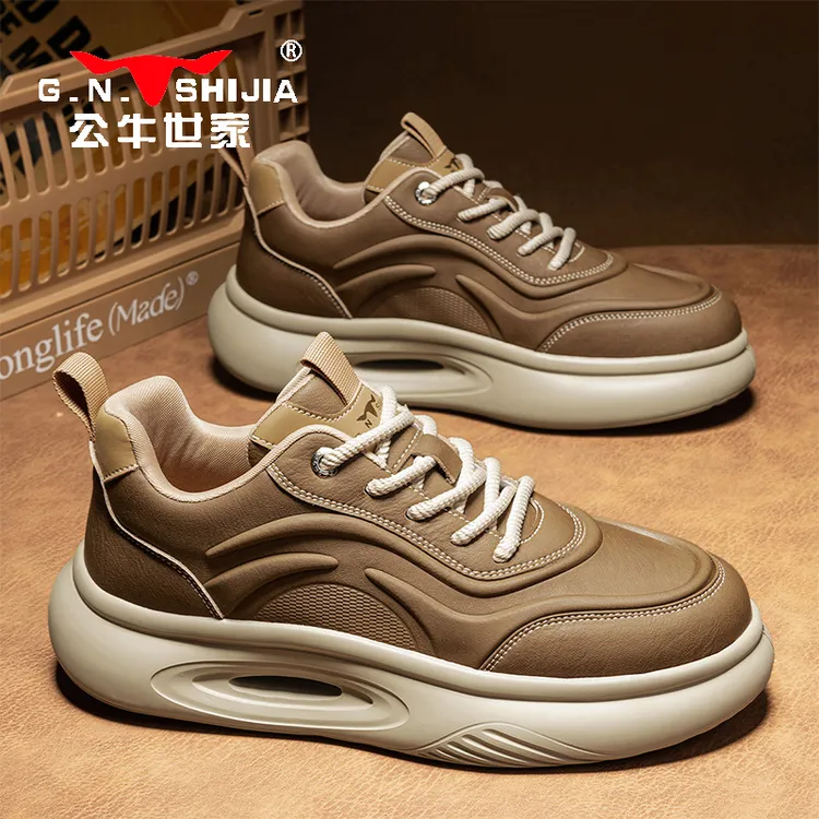 公牛世家男鞋秋季高级感潮牌时尚休闲运动鞋厚底增高复古老爹潮鞋