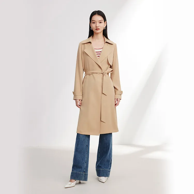 EP YAYING雅莹女装 复古垂感修身风衣外套 新品7302B