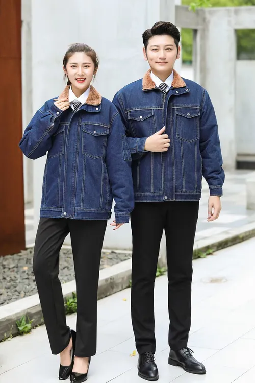 男女时尚休闲牛仔棉衣工装外套加绒加厚保暖好看