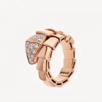 99新 BVLGARI/宝格丽 SERPENTI VIPER系列玫瑰金宽版灵蛇头钻戒指