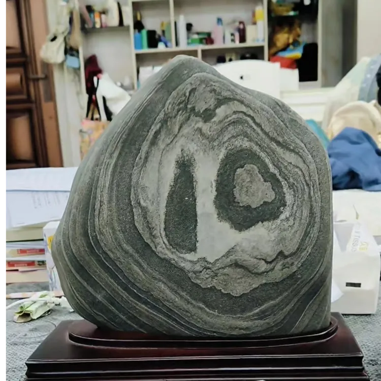 江西潦河水墨石 山水画面摆件 人物画面摆件 客厅观赏石装饰摆件