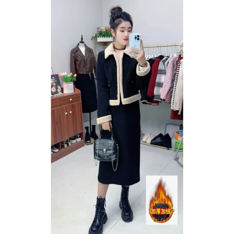小香风【加绒】【两件套】2024冬新款爆款套装木棉过年小香风套装女