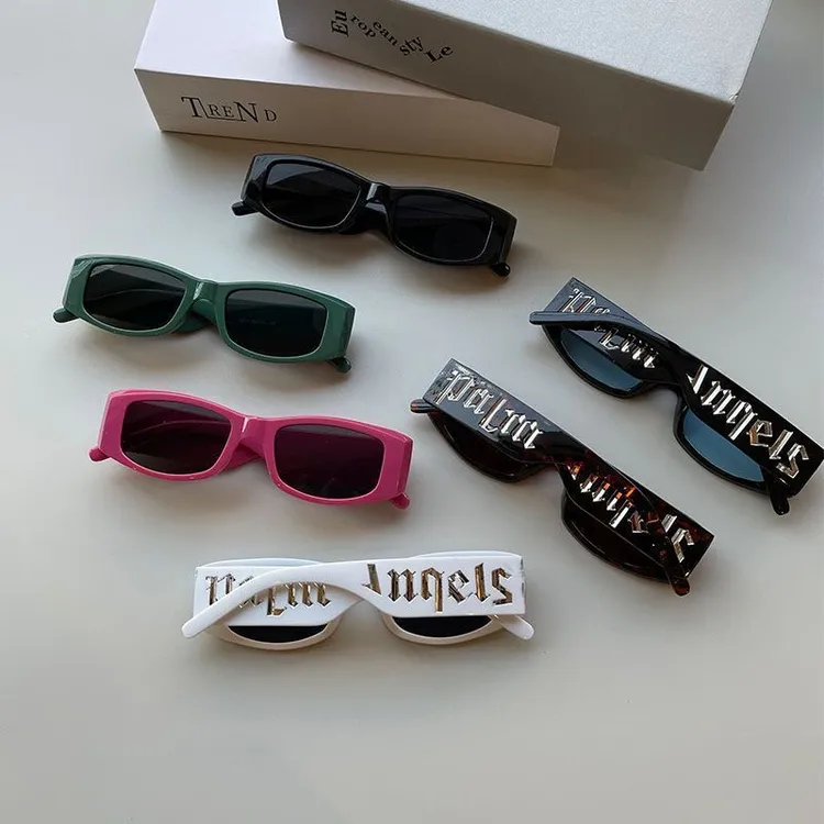 小框嫩粉色字母网红墨镜朋克潮Y2K太阳眼镜2023新款欧美ins太阳镜