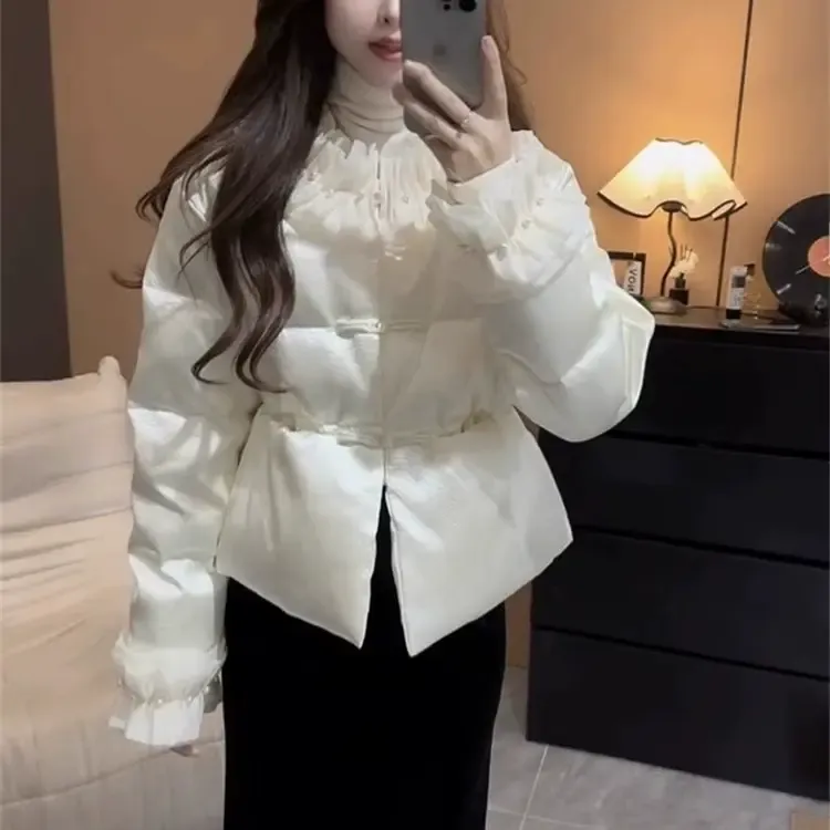 新中式收腰短款加厚棉服女冬季大码胖mm高级独特国风盘扣棉衣外套