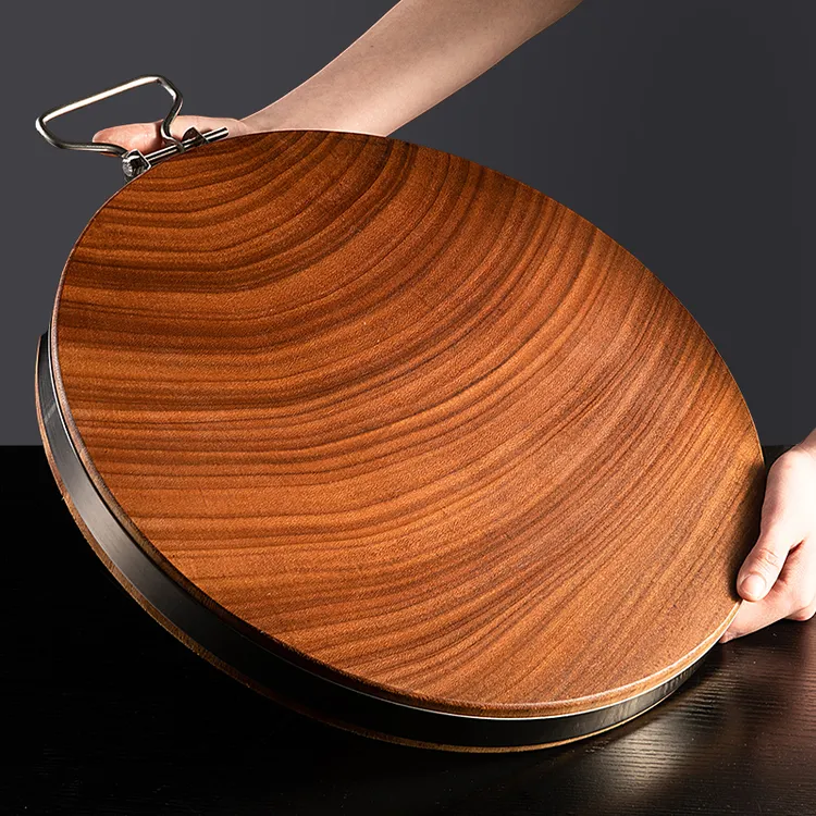 【主播推荐】正宗铁木菜板实木家用砧板圆形案板防霉抗菌加厚菜墩子