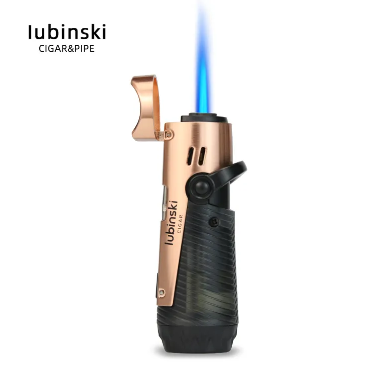 鲁宾斯基防风打火机雪茄专用金属点火器防风直冲配雪茄钻通针喷枪