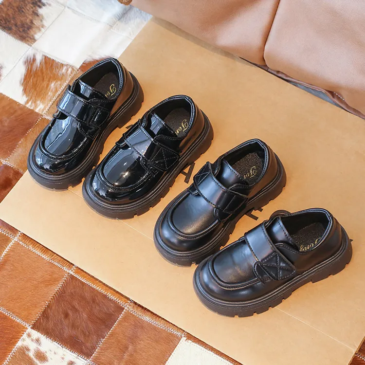 男童黑皮鞋软底演出小皮鞋英伦风新款黑色花童主持人表演礼服皮鞋