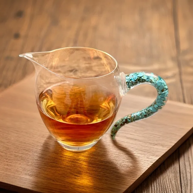 意大利Rolando-高透高亮水晶玻璃鹰嘴无铅绿松石家用高档分茶器