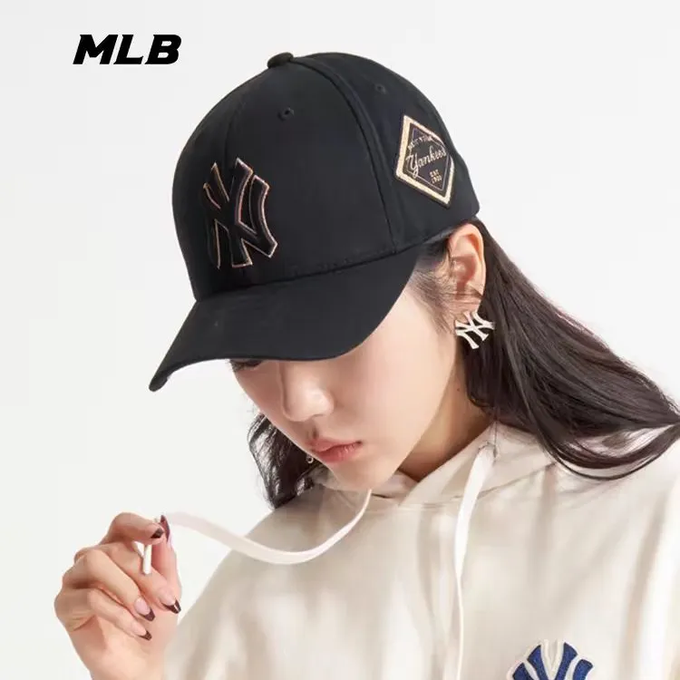 MLB棒球帽子韩国2025正品NY男女可调节百搭LA硬顶鸭舌遮阳帽