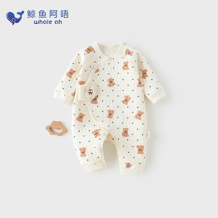 婴幼儿加厚宝宝新生儿秋冬季薄棉蝴蝶连体长袖婴儿棉花衣