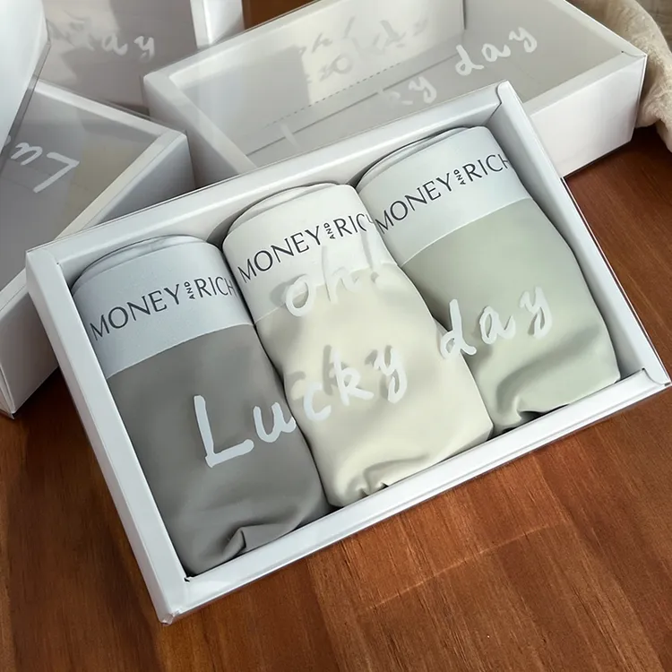 品彩舒适无痕10A抑菌男士奶皮内裤新款平角四角裤男生运动礼盒装商品图