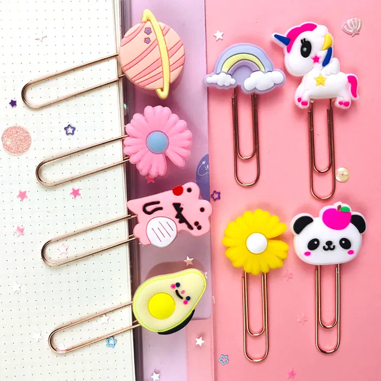 ins风可爱卡通金属回形针 创意学生办公书签夹硅胶曲别针办公用品