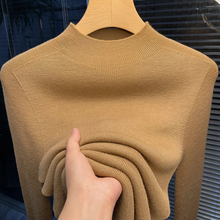 半高领毛衣女内搭新款修身柔软针织衫中领长袖洋气黑色打底衫
