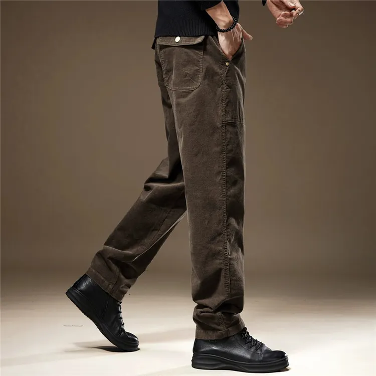 美式高街灯芯绒休闲裤男秋冬裤子宽松工装直筒垂感阔腿男裤百搭