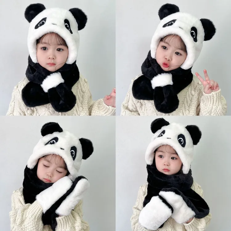 宝宝帽子可爱卡通防寒护耳帽秋冬款保暖加厚男女童毛绒一体帽超萌