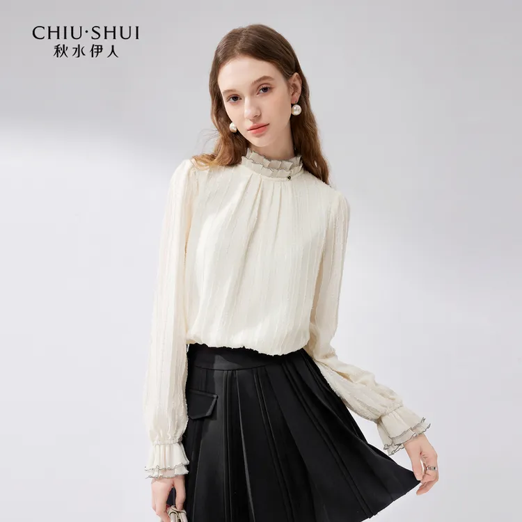 【椰蓉】秋水伊人设计款雪纺衫2025年秋新款内搭小衫624102M050503