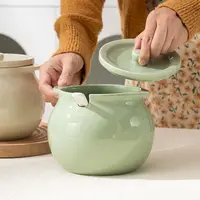 奶油大号陶瓷家用猪油罐耐高温油带盖大容量辣椒罐子厨房储油罐