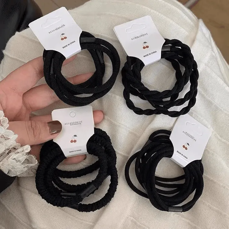 必入！黑色发圈基础百搭日常发绳2022年新款橡皮筋头绳发饰头饰