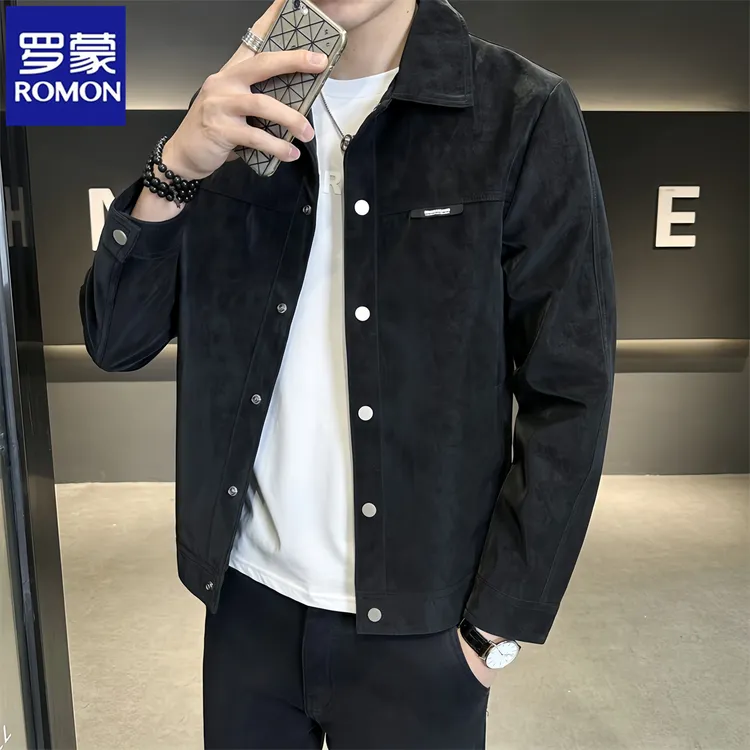 罗蒙夹克男春秋季潮流新款痞帅潮牌时尚翻领百搭春装韩版男士外套