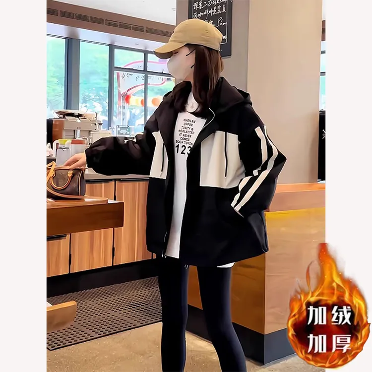 冲锋衣撞色小个子女棉衣冬季休闲百搭短款棉外套潮061