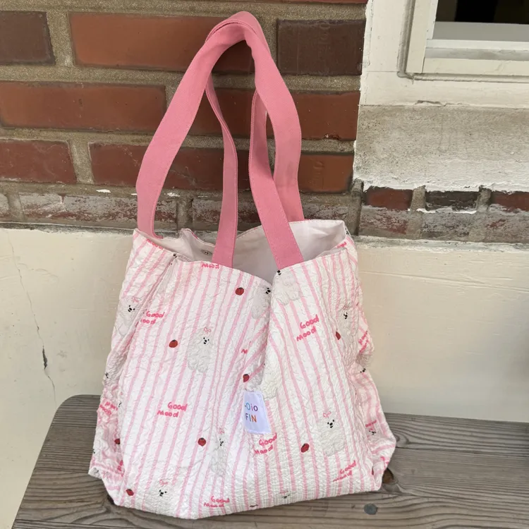 网红ins风韩系小猫小狗~泡泡纹理大容量单肩包包托特包帆布包电脑