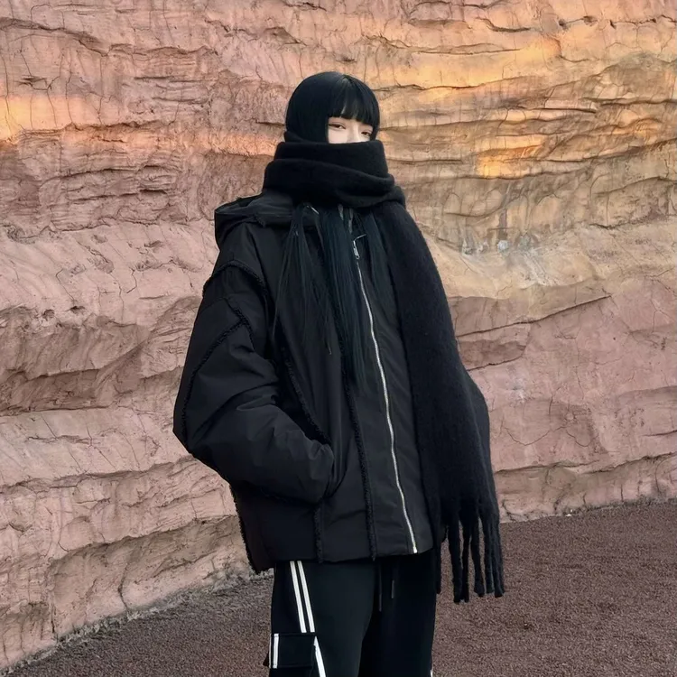 屁屁雪丨潮牌冬季连帽面包服男女美式立体剪裁宽松痞帅风保暖夹克