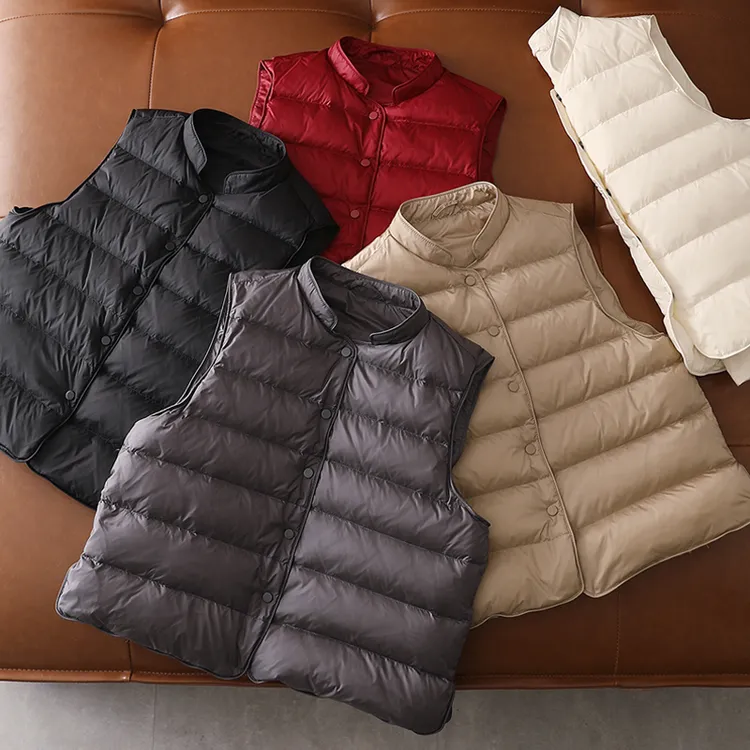 90白鸭绒羽绒马甲女背心简约时尚百搭内胆立领2025秋冬打底新款