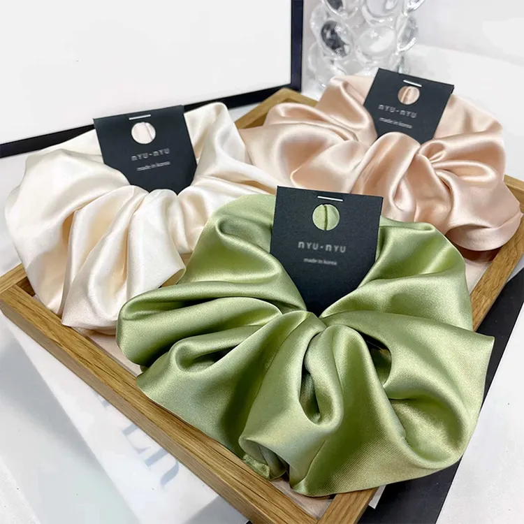 超大号高级感厚绸缎面大肠发圈女新款丸子头发绳18CM纯色头绳发饰