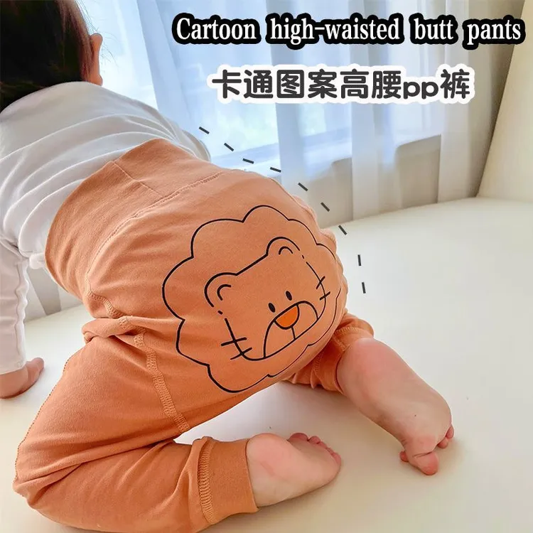 婴儿裤子宝宝屁屁裤春秋款纯棉薄款卡通婴幼儿宝宝护肚大屁屁裤