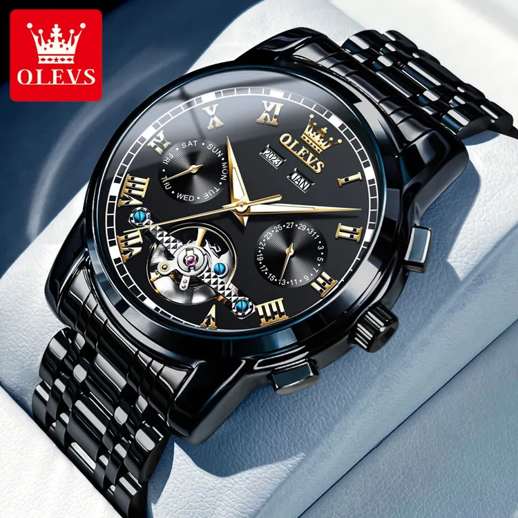 黑水鬼霸气新款男士全自动机械表陀飞轮镂空轻奢风