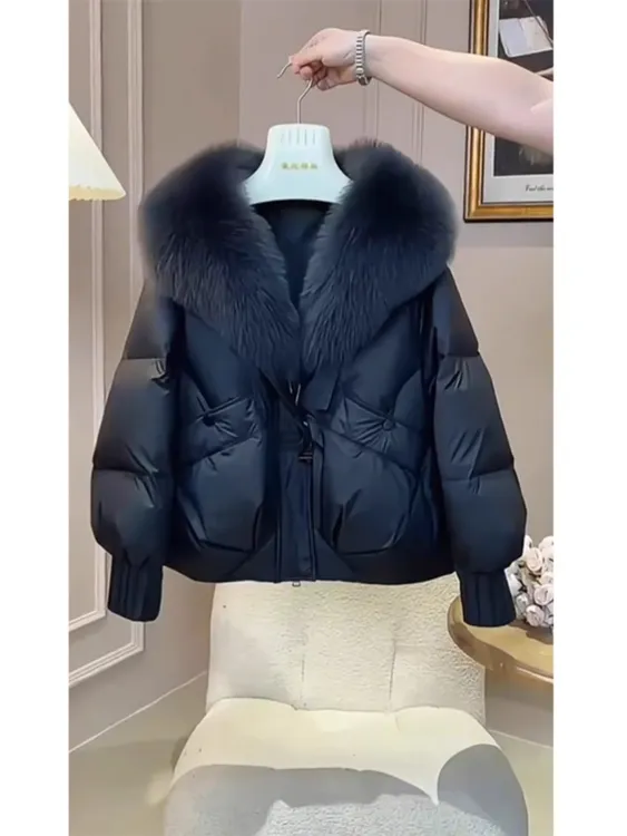 【当日发货】小个子黑色气质棉服加厚外套2025秋冬新款棉衣棉袄上衣