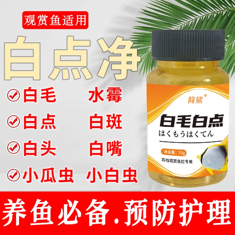 简鲨白点白毛鱼白点白毛粉白点净锦鲤金鱼白毛烂尾专用粉小瓜虫用