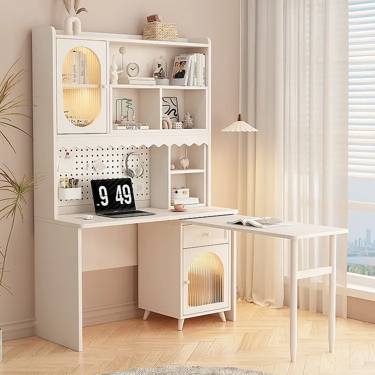 鹭昭书桌书柜一体实木学生卧室转角家用小学初中儿童写字台学习桌