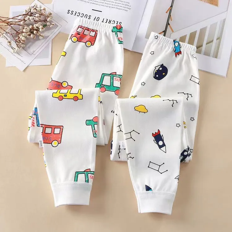 儿童秋裤男童纯棉睡裤宝宝保暖全棉线裤秋裤单件棉毛裤无骨缝合