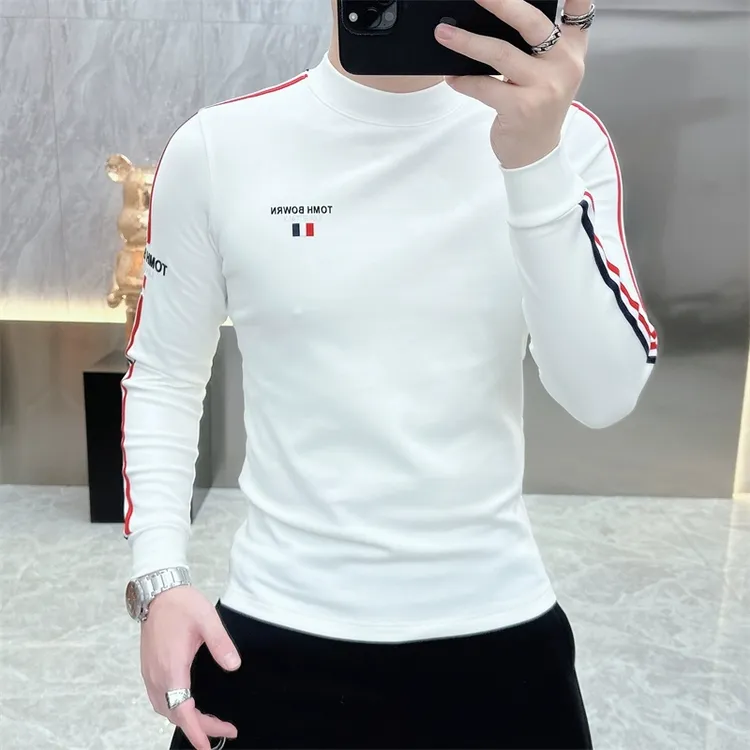 2025秋冬新款男士时尚百搭简约德绒保暖修身百搭打底长袖卫衣6670