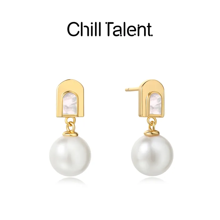 chill talent 铜合金仿珍珠耳饰 【乐言同款】浪漫拱门10mm大气优雅