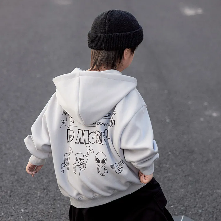 博博猪童装男童图案连帽外套2024秋季新款帅气时尚百搭款儿童上衣