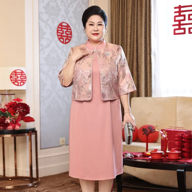 高端妈妈礼服裙改良旗袍连衣裙春秋高贵阔太太气质装母亲节服装