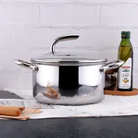 18/10不锈钢镜光22cm七字汤锅家用炖汤煮面煲粥直身4.5L无涂层